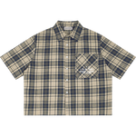 PLAID BOXY SHIRT STONE